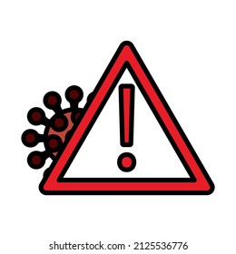 COVID Molecule Warning Sign Icon. Editable Bold Outline With Color Fill Design. Vector Illustration.