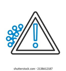 COVID Molecule Warning Sign Icon. Editable Bold Outline With Color Fill Design. Vector Illustration.