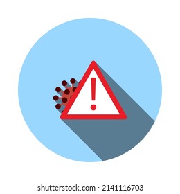 COVID Molecule Warning Sign Icon. Flat Circle Stencil Design With Long Shadow. Vector Illustration.