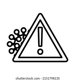 COVID Molecule Warning Sign Icon. Bold Outline Design With Editable Stroke Width. Vector Illustration.