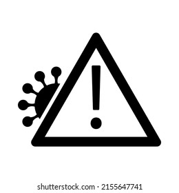 COVID Molecule Warning Sign Icon. Black Stencil Design. Vector Illustration.