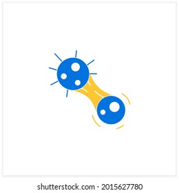Covid mutation flat icon. Virus evolution and molecule mitosis. Concept of infection disease strain mutation and changing. Vector illustration