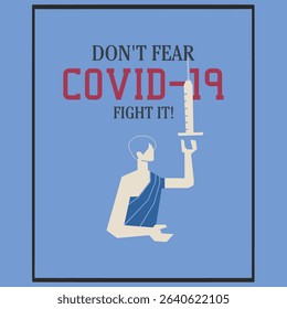 covid new variant vintage poster, don't fear covid-19 fight it. vector