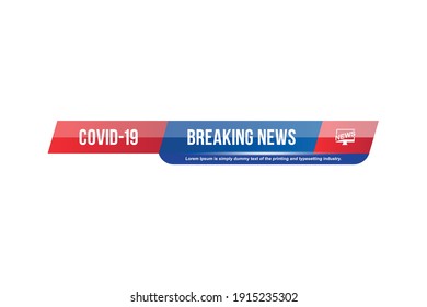 COVID News template title for screen TV channel on white background. Flat vector illustration EPS10.