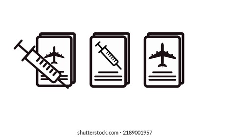 Covid Passport. Vector isolated illustration of a plane passport and a Syringe