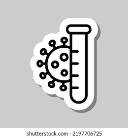 Covid pcr test simple icon vector. Flat design. Sticker with shadow on gray background.ai
