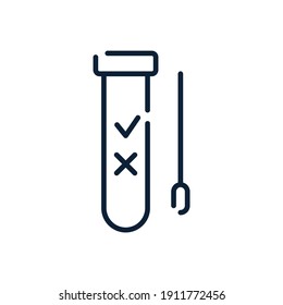 Covid Pcr Test Vector Line Icon. Corona Virus Covid19 Tube Test Medical Laboratory