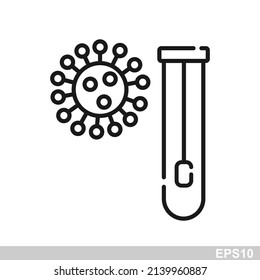 Icono de línea vectorial de prueba pcr codificado. Virus Corona covid19 prueba de tubo laboratorio médico.vector