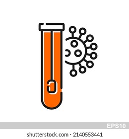Covid pcr test vector line icon. Corona virus covid19 tube test medical laboratory.vector