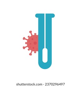 Covid pcr test vector line icon. Coronavirus coronavirus tube testing medical laboratory