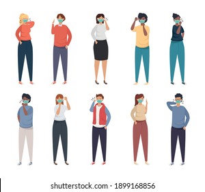 Kokosschutz, Jugendliche, die Gesichtsmaske verwenden, Vektorgrafik-Design