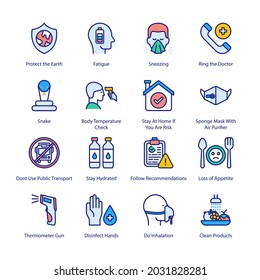 COVID Protection Measures Filled Icons - Stroked, Vectors