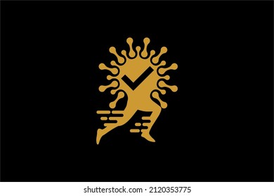 Covid rapid test delivery logo design vector. Heath care illustration design. 