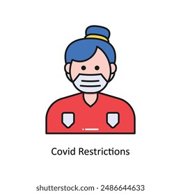 Covid Restrictions Vektorgrafik Ausgefüllte Umriss Design Illustration. Symbol auf weißem Hintergrund EPS 10 Datei 