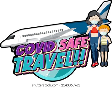 Covid Safe Travel Hand Drawn Lettering Logo Illustration