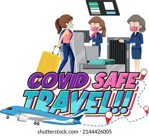 Covid Safe Travel Hand Drawn Lettering Logo Illustration