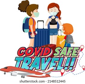 Covid Safe Travel Hand Drawn Lettering Logo Illustration