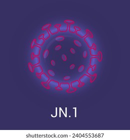 Covid subvariant JN.1vector illustration isolated on dark blue background.