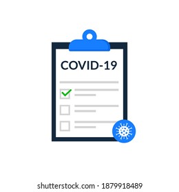 Covid Test Corona Icon. Positive Negative Coronavirus Report, Covid-19 Vector Result Checklist