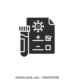 Covid test glyph icon. Simple solid style. Positive corona virus result, negative, rapid, plasma, research, medical concept. Vector illustration isolated on white background. EPS 10.