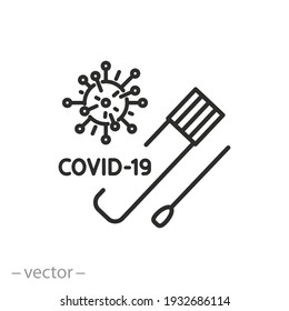 covid-Testsymbol, definitionspositives oder negatives Ergebnis auf Coronavirus, Laborvirus-Diagnose, Dünnzeilensymbol auf weißem Hintergrund - bearbeitbarer Schlaganfall, Vektoreps10