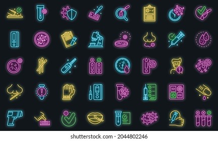 Covid test icon. Outline covid test vector icon neon color on black