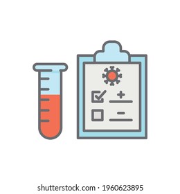 Covid test icon. Simple filled outline style. Positive corona virus result, negative, rapid, plasma, research, medical concept. Vector illustration isolated on white background. EPS 10.