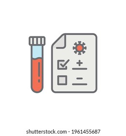 Covid test icon. Simple filled outline style. Positive corona virus result, negative, rapid, plasma, research, medical concept. Vector illustration isolated on white background. EPS 10.