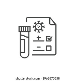 Covid Test Line Icon. Simple Outline Style. Positive Corona Virus Result, Negative, Rapid, Plasma, Research, Medical Concept. Vector Illustration Isolated On White Background. EPS 10.