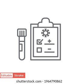 Covid test line icon. Simple outline style. Positive corona virus result, negative, rapid, plasma, research, medical concept. Vector illustration isolated on white background. Editable stroke EPS 10.