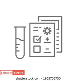 Covid test line icon. Simple outline style. Positive corona virus result, negative, rapid, plasma, research, medical concept. Vector illustration isolated on white background. Editable stroke EPS 10.