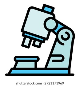 Ícone do microscópio de teste de Covid. Contornar o ícone do vetor do microscópio de teste de Covid para o design da Web isolado na cor branca do plano de fundo
