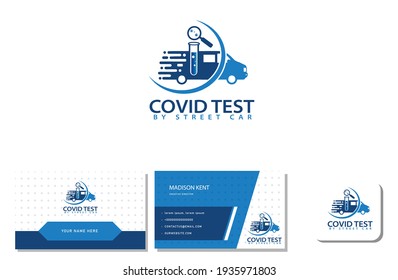 Covid Test In Street Logo Design. Covid Test In Car Logo Design .street Covid Test Logo Design. Car Covid Test Creative Logo Design. Business Card .