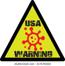 Covid  Usa Warning Icon Isolated On White Background. 