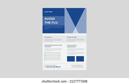 Covid vaccination flyer, Coronavirus vaccination informative flyer, Get vaccinated advertising poster,  Medical Flyer Template design.