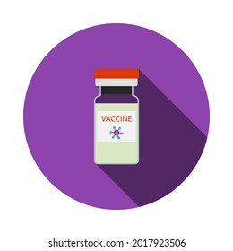 Covid Vaccine Icon. Flat Circle Stencil Design With Long Shadow. Vector Illustration.