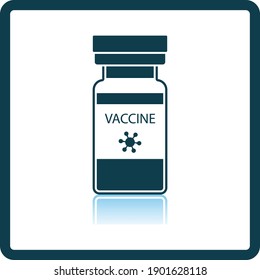 Covid Vaccine Icon. Square Shadow Reflection Design. Vector Illustration.