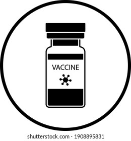Covid Vaccine Icon. Thin Circle Stencil Design. Vector Illustration.