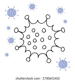 Covid-Virus 19. Illustration aus einem Mikroskop. Zeichnung des Vektors.