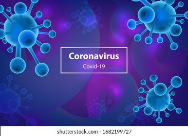 Covid Virus. Abstract vector 3d microbe isolated on blue background. Corona virus, allergy bacteria, medical healthcare, microbiology concept. Disease germ, pathogen organism, infectious micro virolog