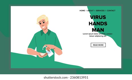 covid virus hands man vector. 19 corona, corona hygiene, gel work covid virus hands man web flat cartoon illustration