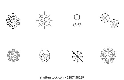 Covid virus icon png, svg, vector. Virus icon pack, different styles of corona virus in eps format, fully editable svg