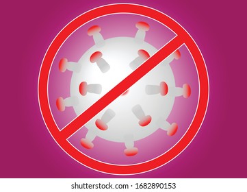 Covid virus in illustration with various colors and microscopic aspect Corona illustration with forbidden sign 