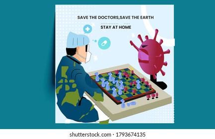 Covid Vs Earth In A Chess Board