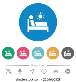 Covid Ward Flat White Icons On Round Color Backgrounds. 6 Bonus Icons Included.