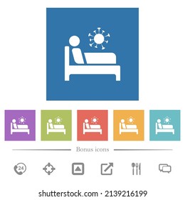 Covid Ward Flat White Icons In Square Backgrounds. 6 Bonus Icons Included.