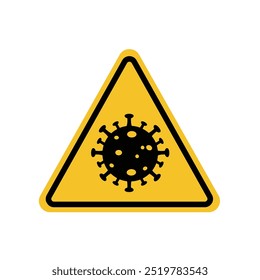covid warning on yellow triangle sign. Suitable for posters and web icons