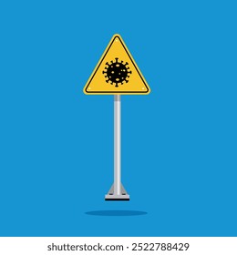 Advertencia de COVID en el signo del triángulo amarillo. Adecuado para carteles e iconos web
