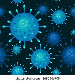 Covid. Wuhan. Virus pattern, background. Wuhan. Infectious disease. Vector illustration for science and medical use, informing, prevention and spread of infections.	