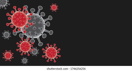  covid-19, 2019-nCoV. red virus with black gradient background